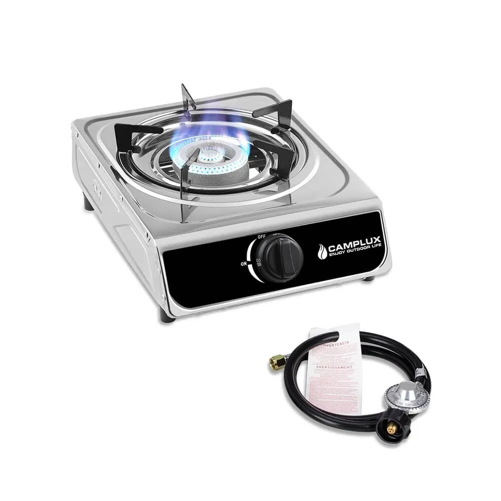 Camplux Single Burner Propane Stove 9,800 BTU, Stainless Steel Portable Gas Stov