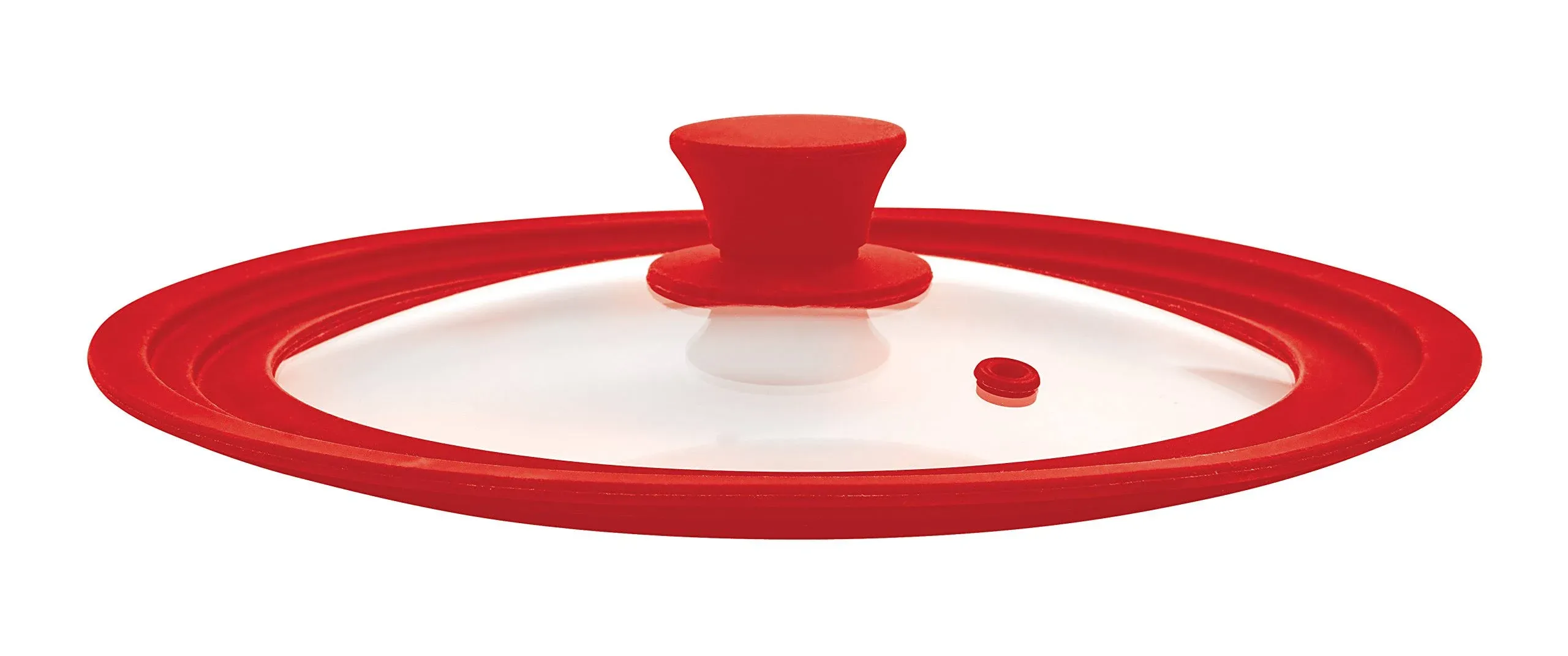 The World’s Greatest Universal Pot Lid and Microwave Cooking Cover, Red, Tempered Glass and Silicone, Fits Bowls and Cookware (8.5 to 11.5-Inches)