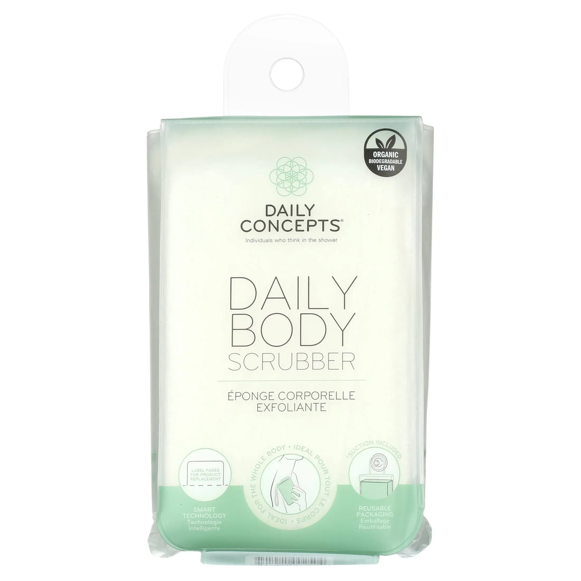 DAILY CONCEPTS Daily Body Scrubber, Soy-Based And Organic Cotton. For The Whole Body. The Bath Sponge Deeply Cleanses The Skin And Creates A Rich Foamy Lather. Exfoliation