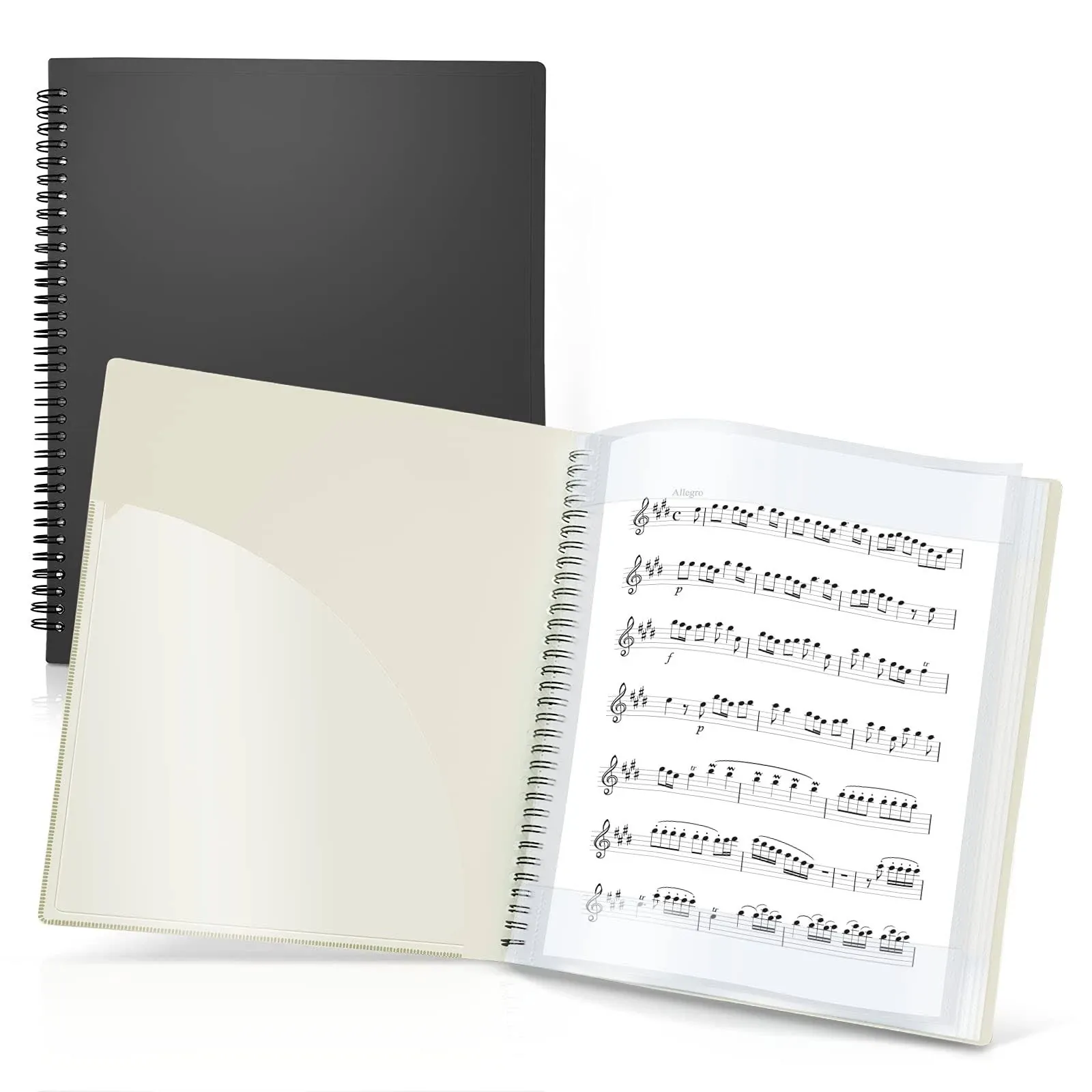 Cranbury Sheet Music Folder 85x11 Dual Use Music Holder Black Store Inside 24 Protective Sleeves or Write On Exposed Pages