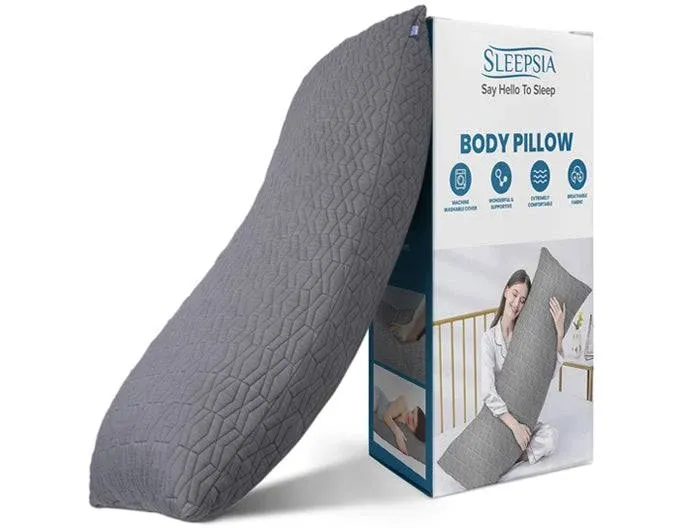 Sleepsia Full Body Pillow for Adults - 20x54 Long Pillow with Memory Foam ...