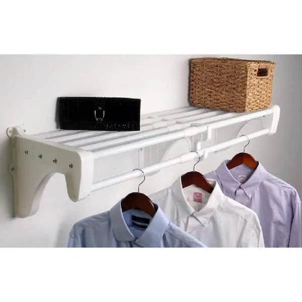 EZ Shelf - 40" - 75" Expandable Closet Shelf & Rod - White - 2 End Brackets