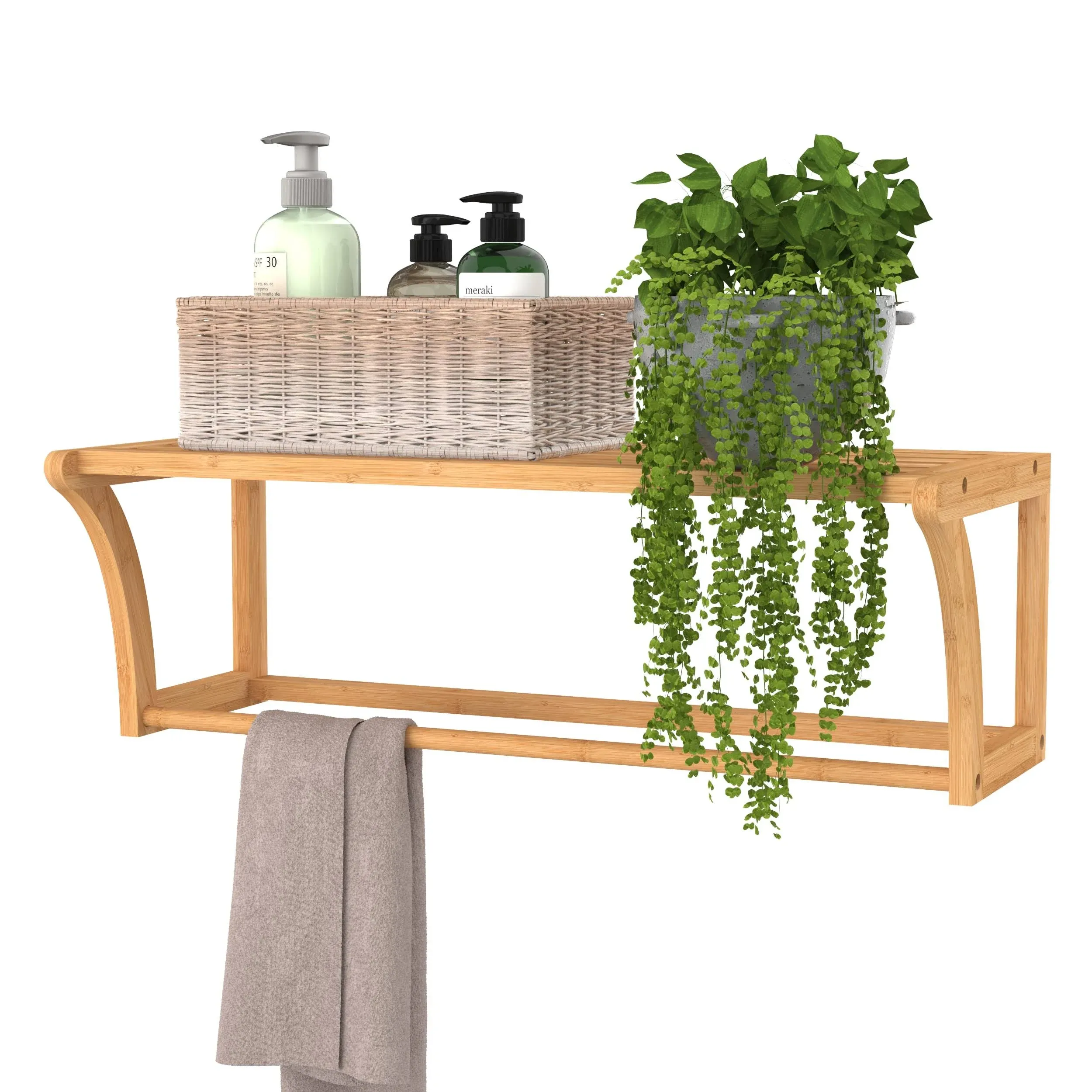 ClosetMaid Bamboo Wall Shelf with Towel Rod