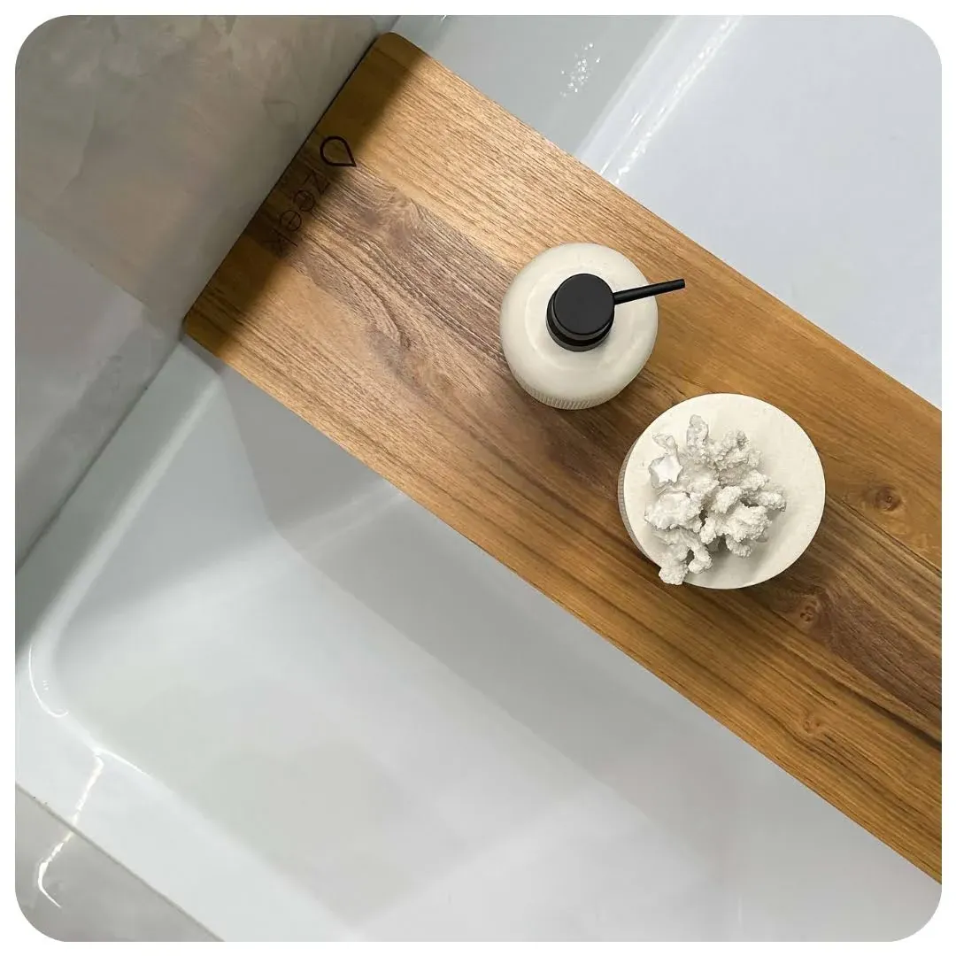 Zeek Natural Solid Wood Bathtub Tray Caddy