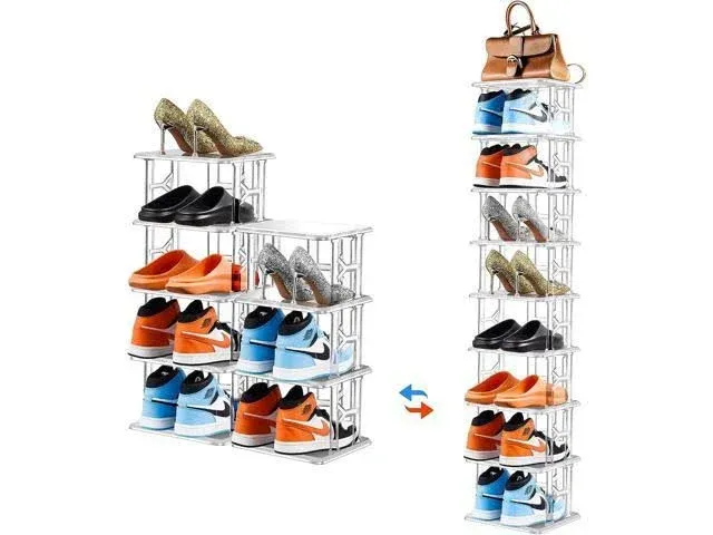 starogegc 9 Tier Shoe Rack for Entryway, Corner Shoe Organizer, Tall Shoe Tower ...