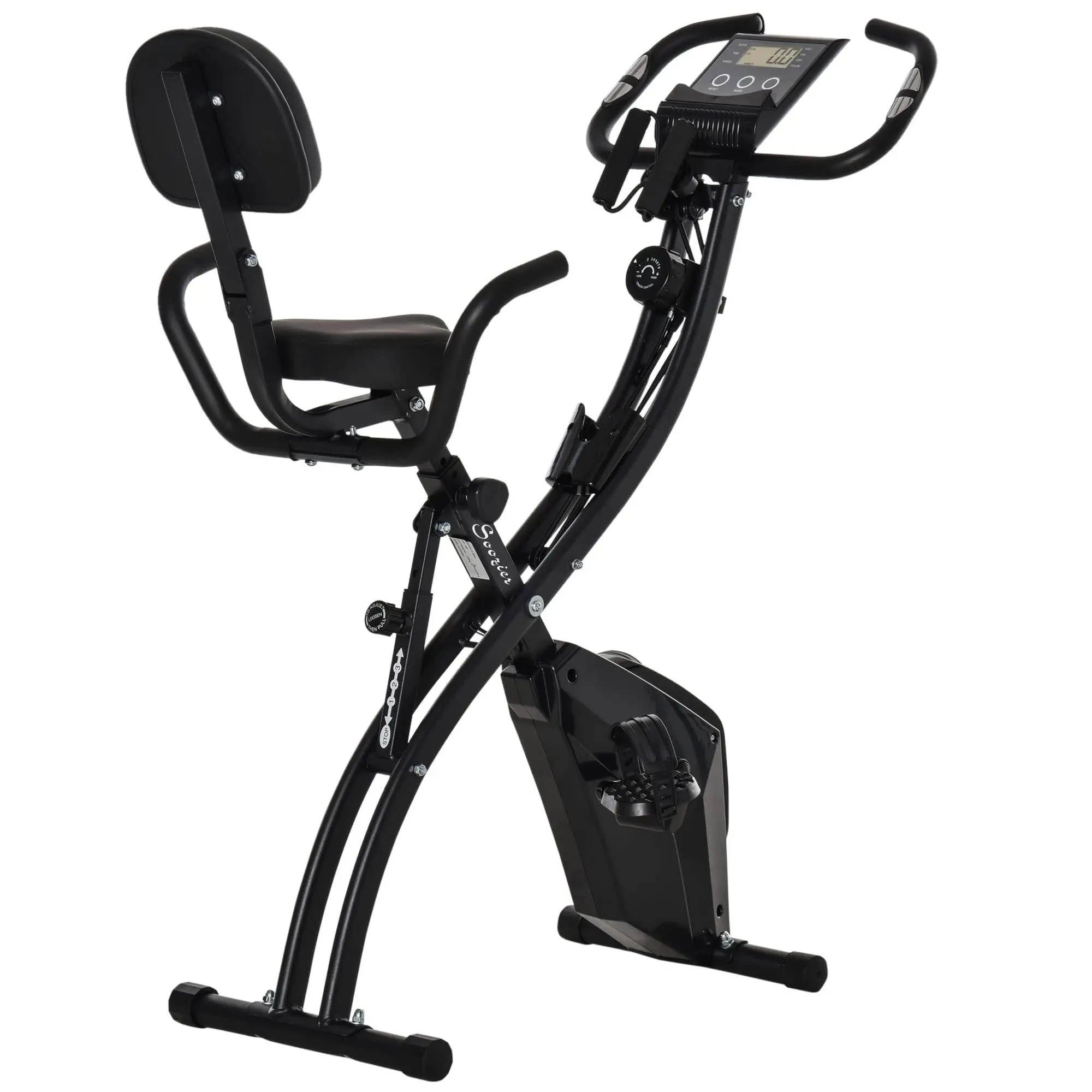 Folding Exercise Bike Upright  Recumbent Stationary Cycling w/ Resistance Band