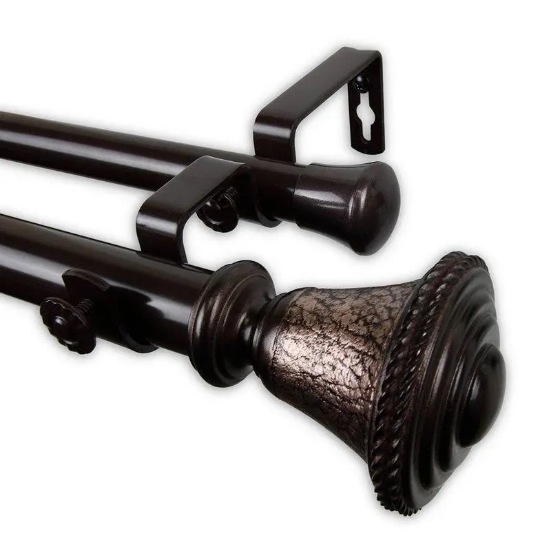 Rod Desyne Urn 1 in. Double Curtain Rod 28 in. - 48 in. in Bronze 100-28-289-D