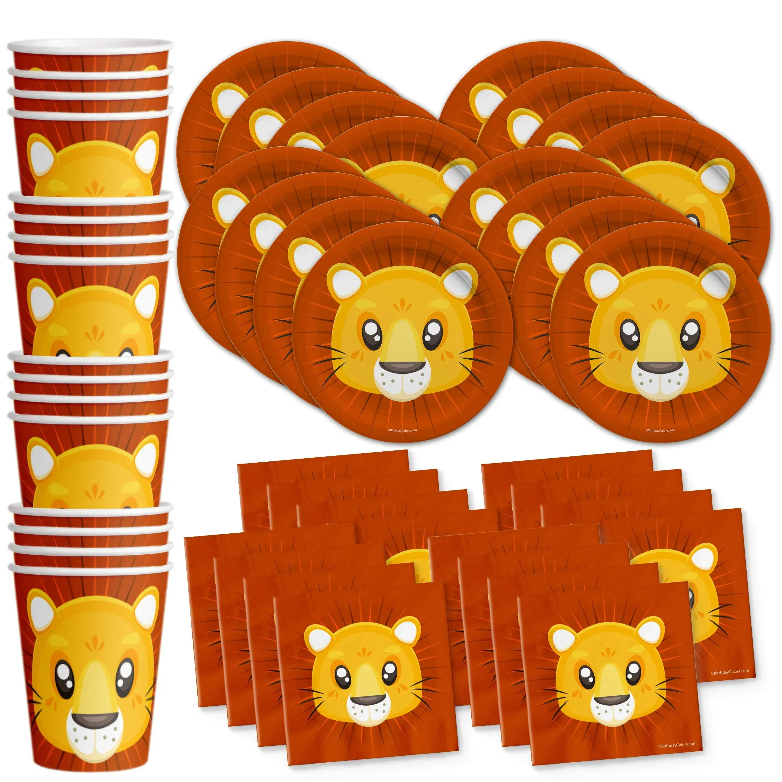 Birthday Galore Lion Birthday Party Supplies Set - King of The Jungle Party - Jungle Animal Party Supplies - Zoo Animal Party Supplies - Safari