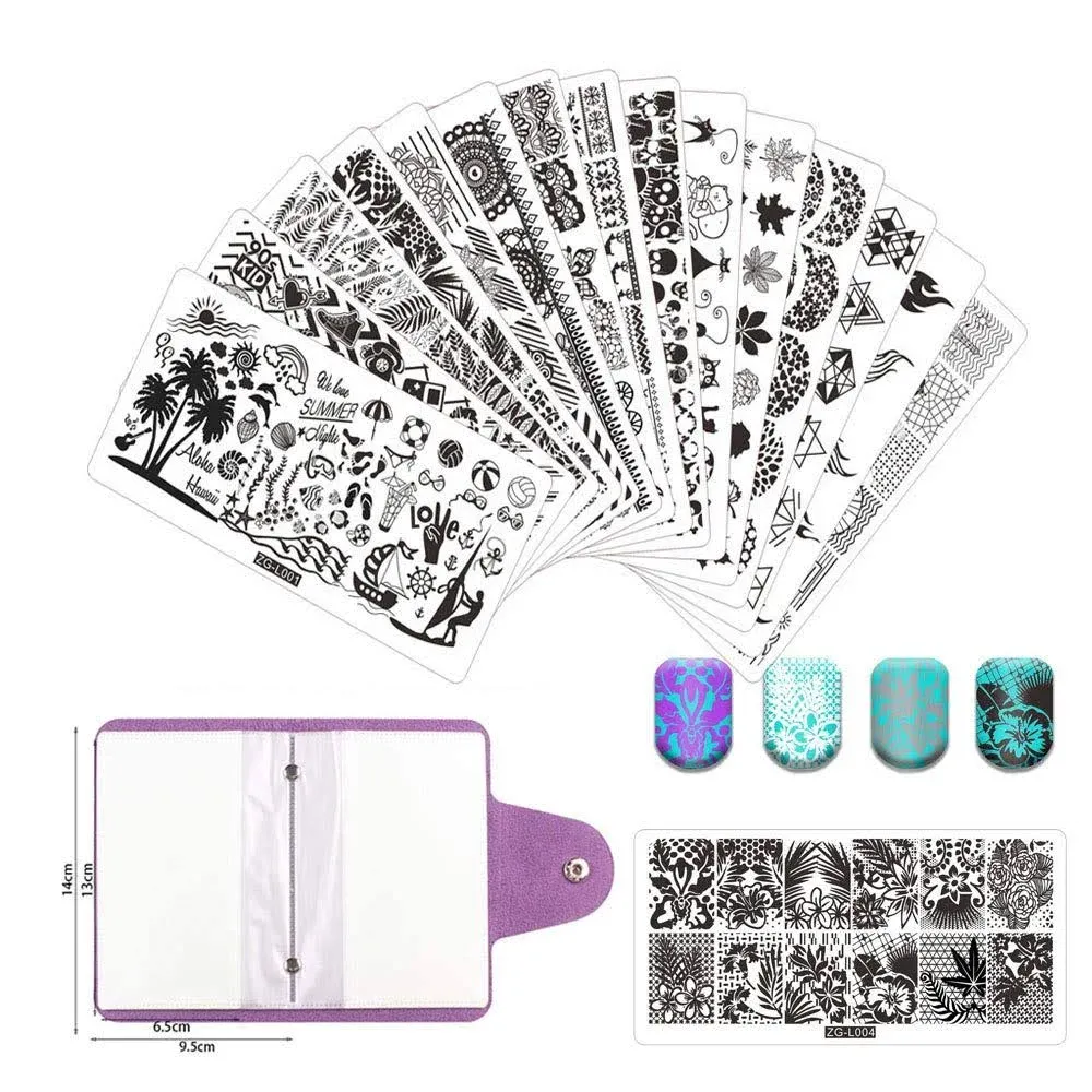 Beautyleader 20 Pcs Nail Stamp Plates Set 15 Nail Art Plate 2 Stamper 2Scraper ...