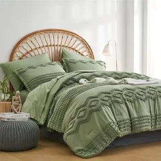 Great Choice Products Sage Green Tufted Comforter Set Queen Size 7 Piece Bed in A ...