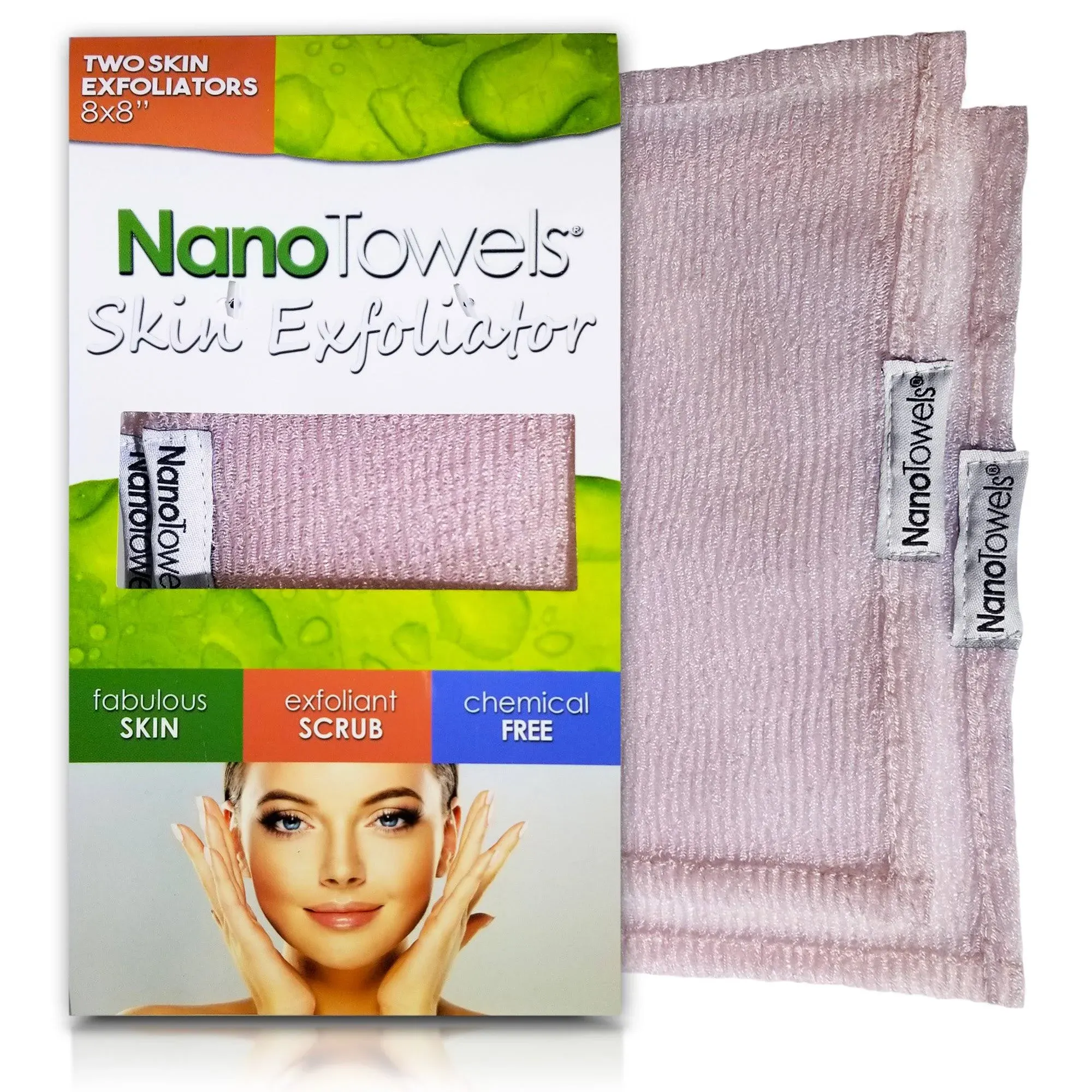 New. Nano Towels “ Skin Exfoliate 8x8” Chemical Free, Exfoliant Scrub, New