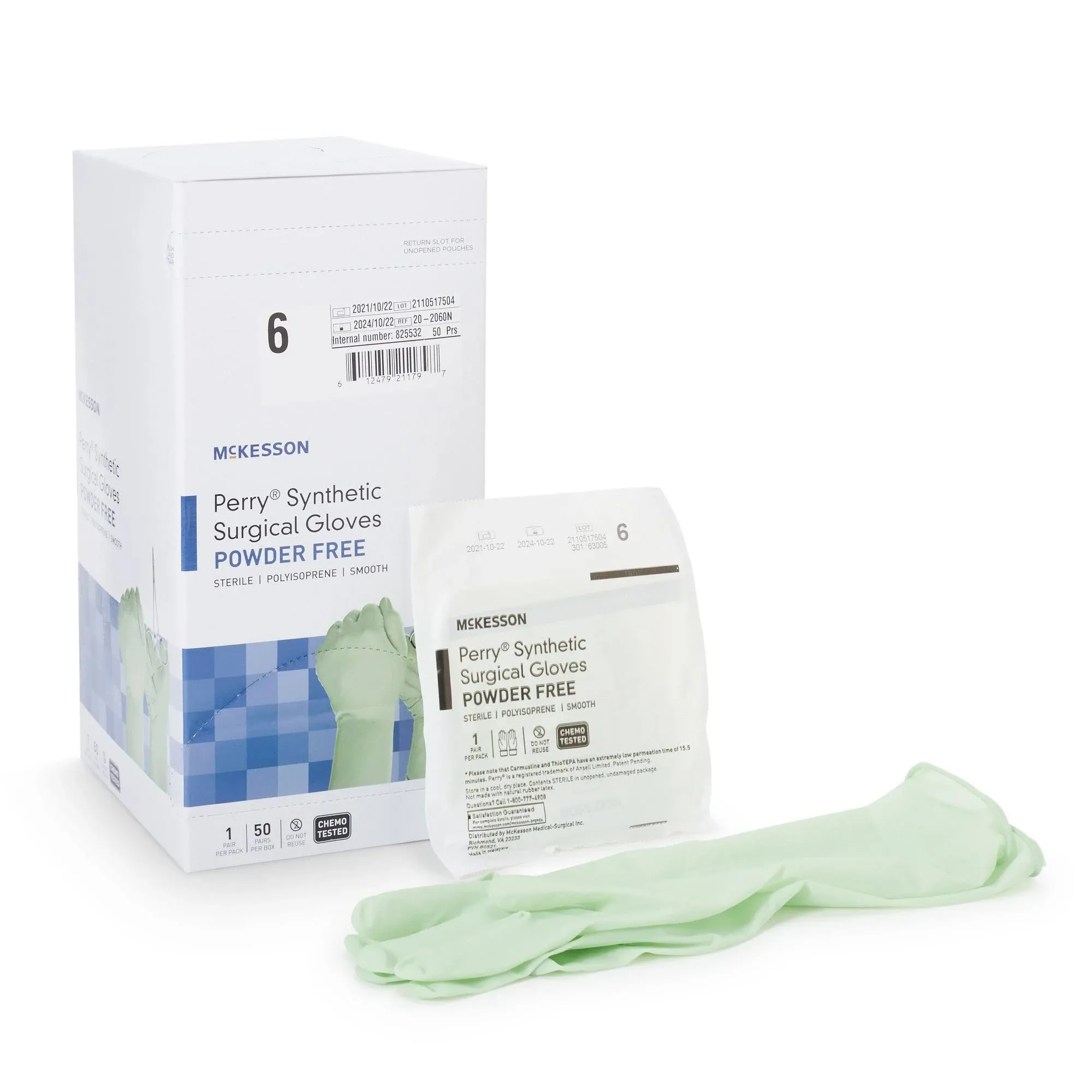 McKesson Perry Performance Plus Sterile Polyisoprene Glove Standard Cuff Length, Size 5.5, Green