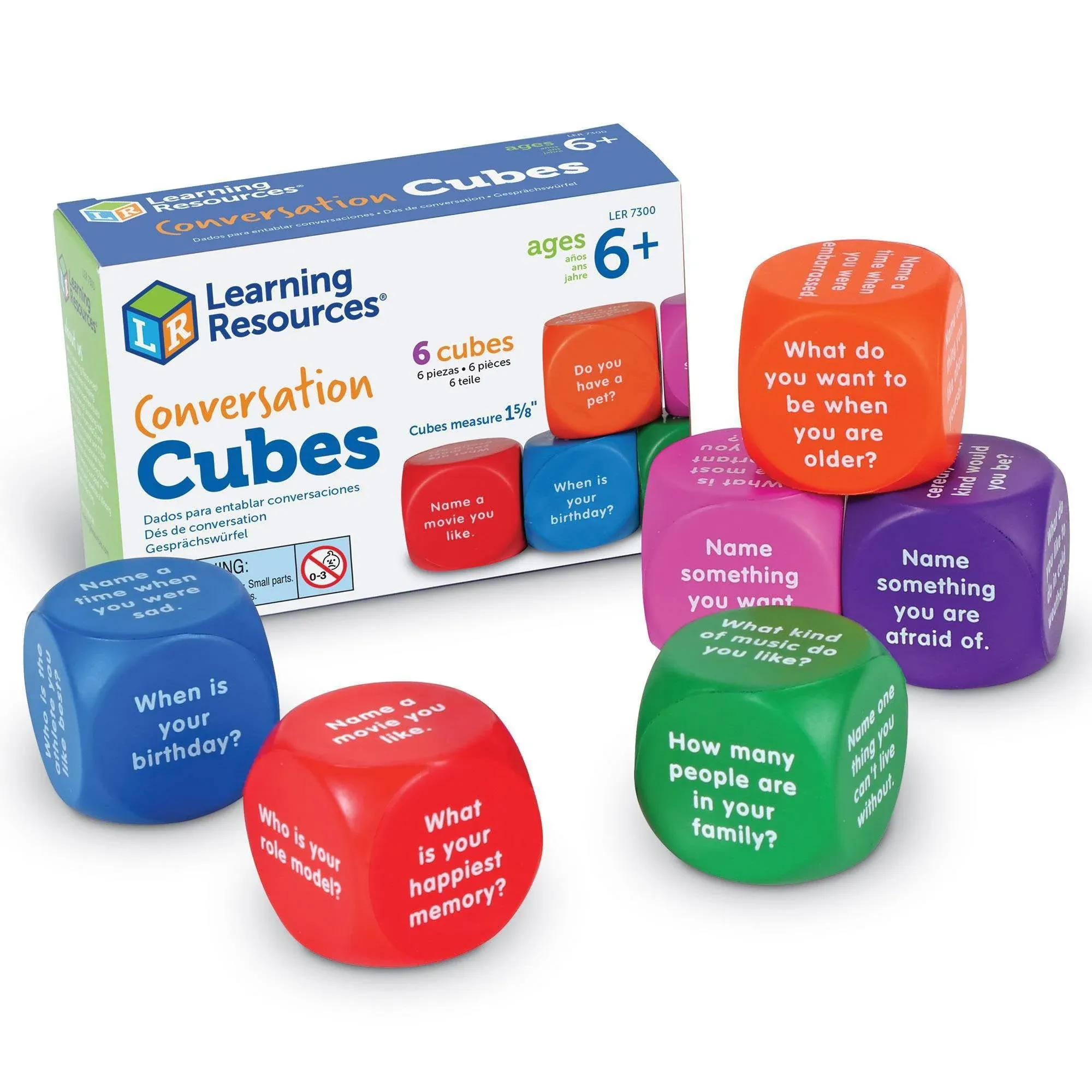 Learning Resources Conversation Cubes - 6 Pieces, Ages 6+ Foam Cubes for Social 