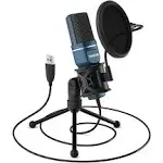 TONOR USB Microphone, Computer Cardioid Condenser PC Gaming Mic with Tripod Stand & Pop Filter for Streaming, Podcasting, Vocal Recording, Compatible with Laptop Desktop Windows Computer, TC-777