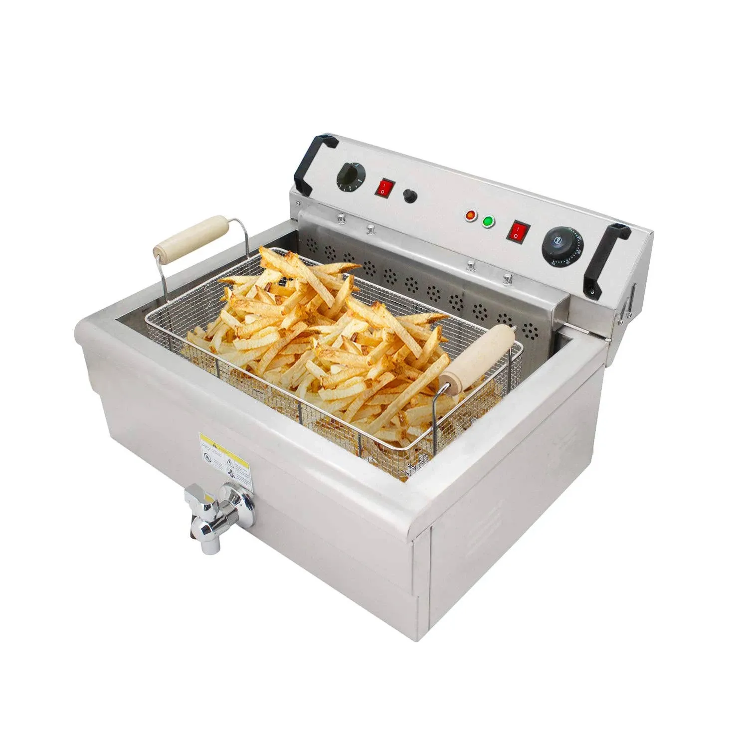 ALDKitchen Commercial Deep Fryer | 30L | Electric Oil Fryer | No plug | Snack Machine with Removable Basket | 110V