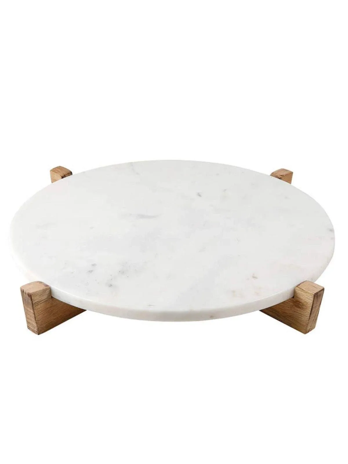 Marble Tray + Mango Wood Stand - Natural