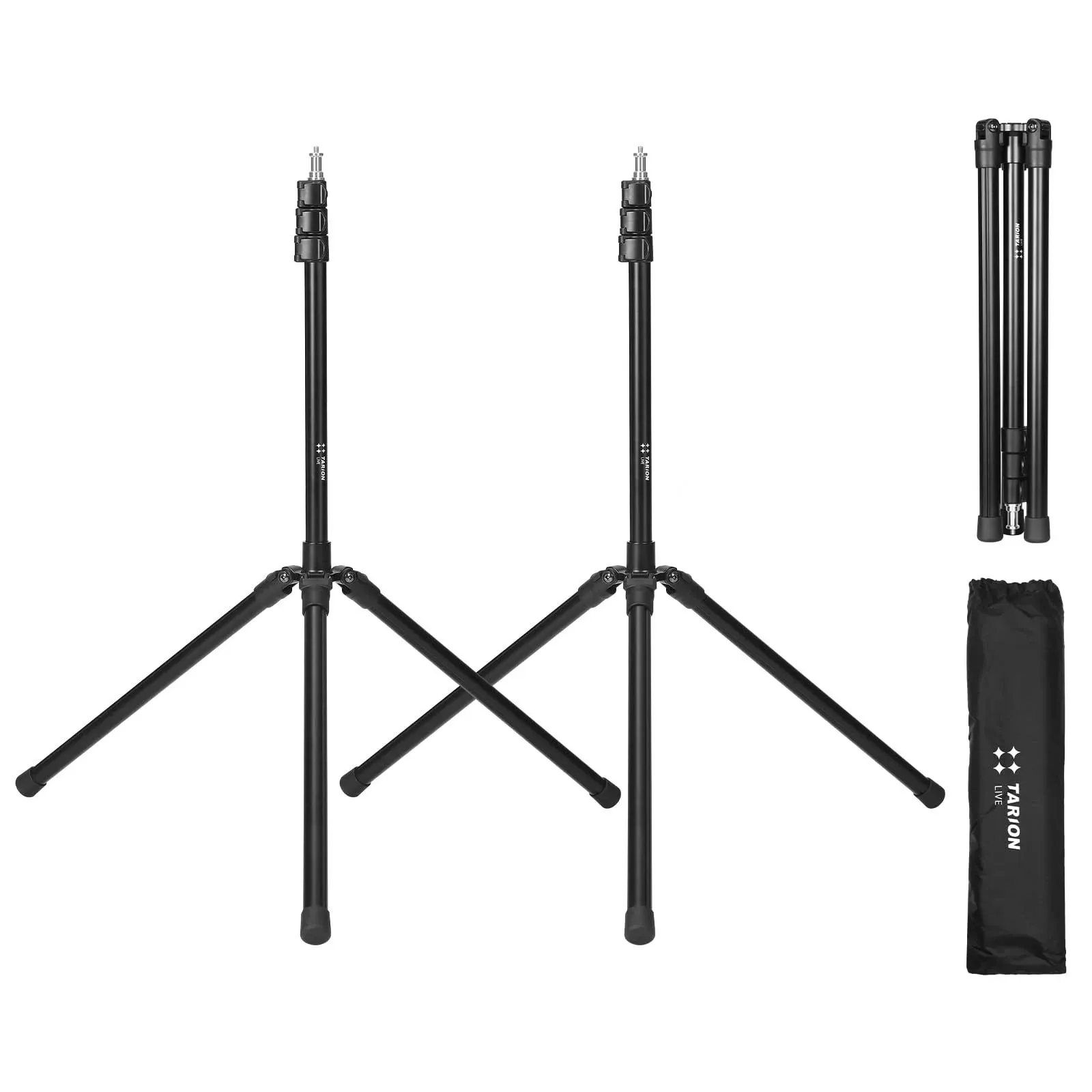 TARION Reverse Studio Lighting Stand - 2PCS 6.6ft Foldable Light Stand Aluminum Photography Tripod Stand Lightweight with Carry Bag for Flash Reflector Umbrella Softbox Ring Light Backdrop FLS-20T