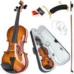 Kmise 4/4 Full Size Set, 4 Solid Wood Fiddle for Adults Beginners Students Kids, with Hard Case with Hygrometer, Violin Bow, Shoulder Rest, Extra Strings (MI3415)