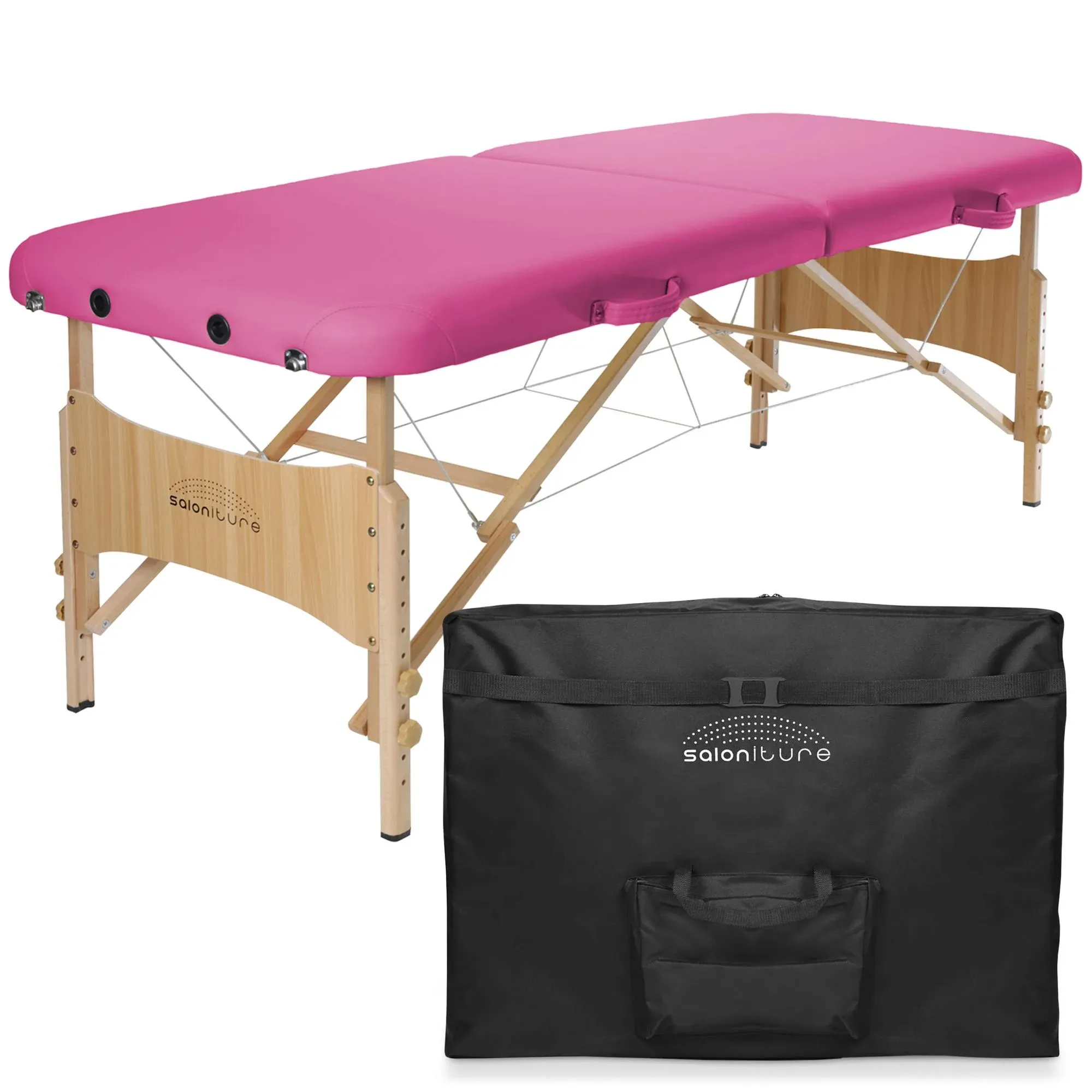 Saloniture Basic Portable Folding Massage Table - Black