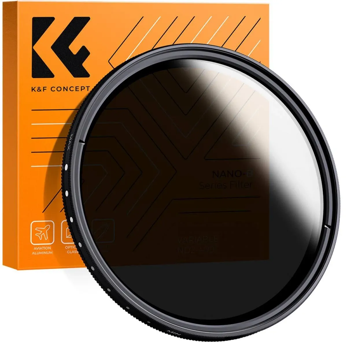 K&F Concept 43mm Variable ND2-ND400 ND Lens Filter (1-9 Stops) for Camera Lens, Adjustable Neutral Density Filter with Microfiber Cleaning Cloth (B-Series)