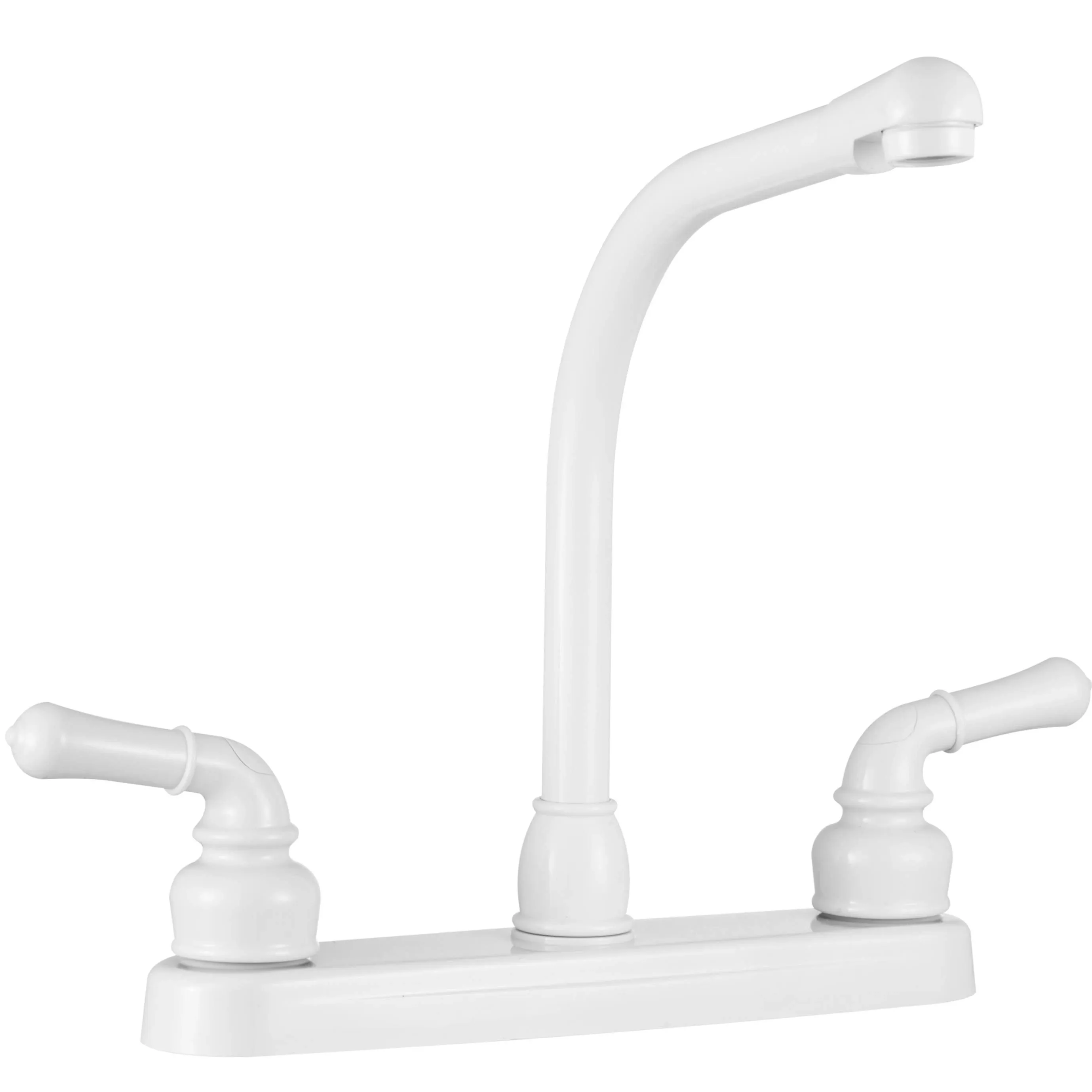 Dura Faucet DF-PK210C-WT Hi-Rise RV Kitchen Sink Faucet with Classical Levers (White)