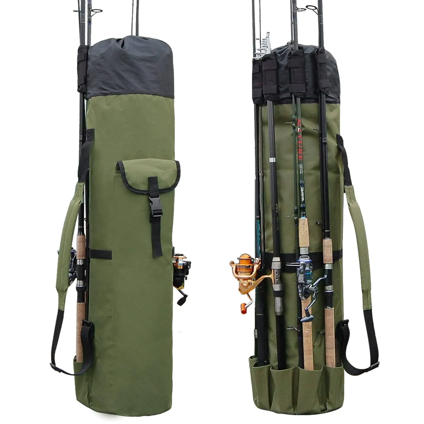 JSHANMEI Fishing Pole Bag with Rod Holder Waterproof Fishing Pole Case Rod Bag Holds 5 Poles