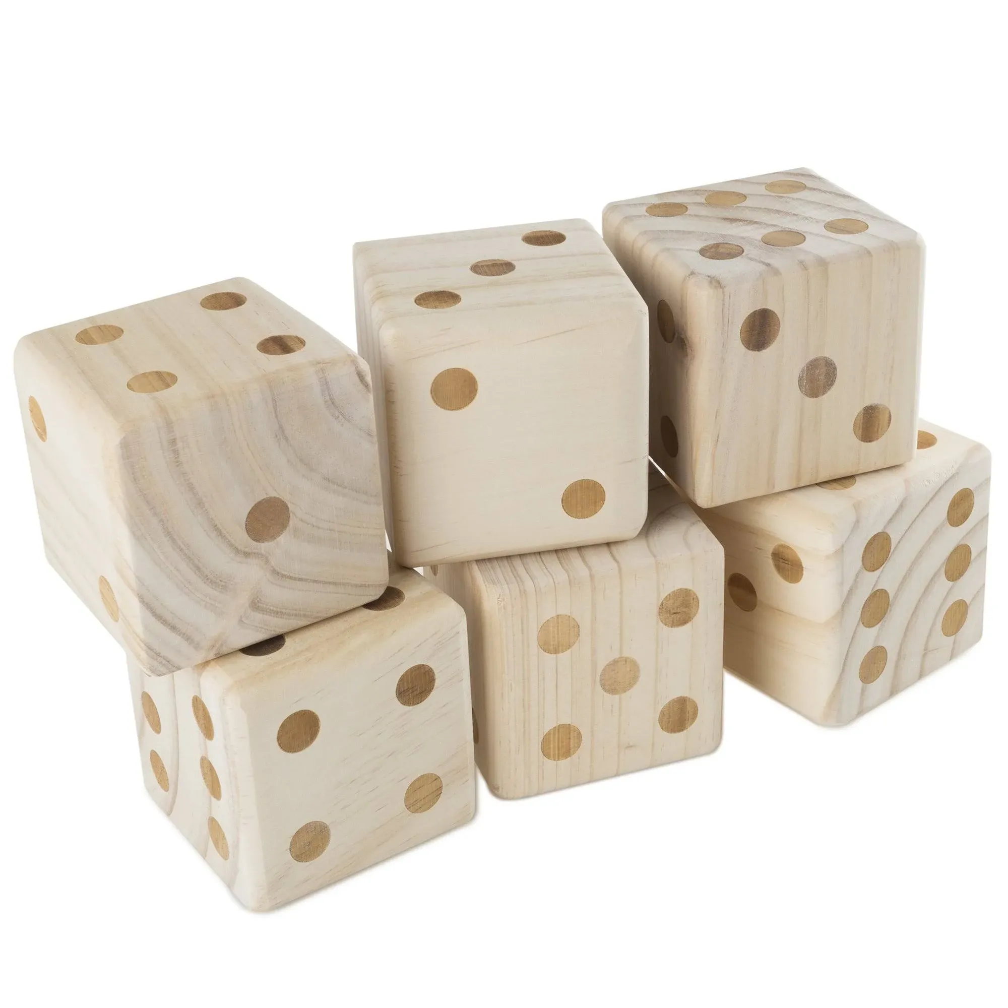 Giant Wooden Yard Dice Outdoor Lawn Game, 6 Playing Dice