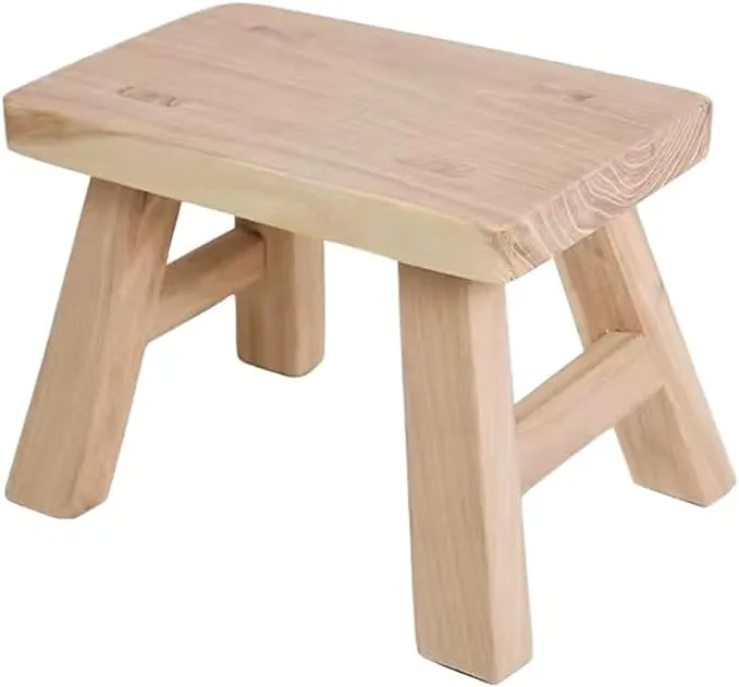 Golden Sun WM Sturdy Step Stool Footstool Solid Wooden 11 Inch Small Natural