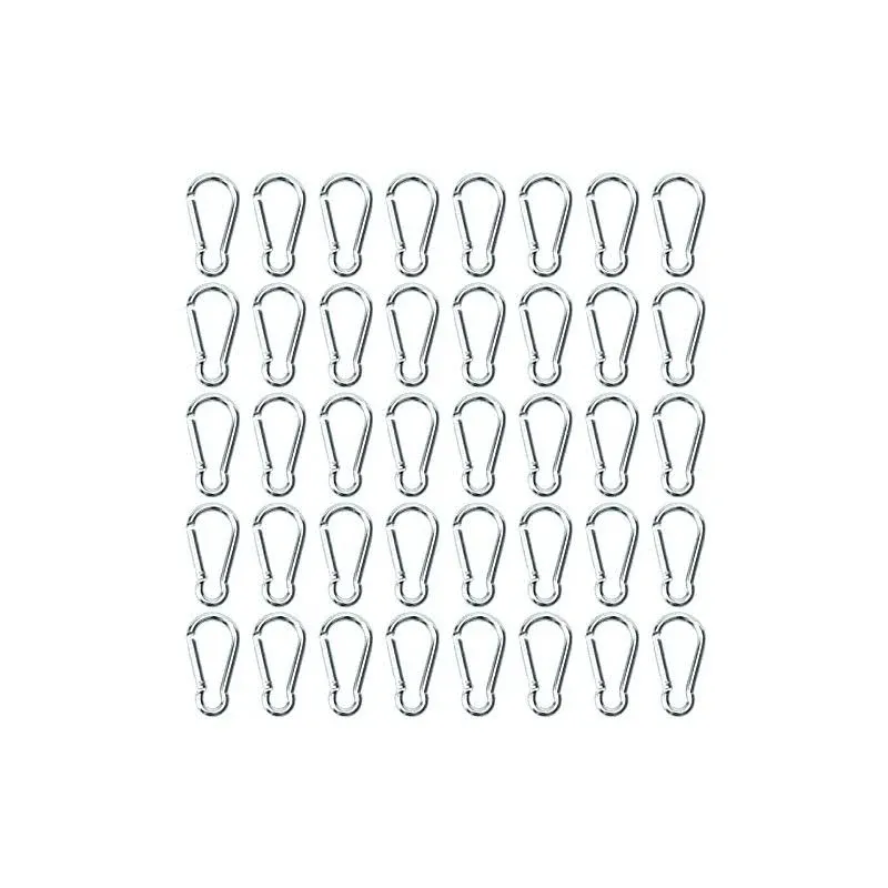 40pcs Small Carabiner Caribeaner Clip Spring-Loaded Gate Aluminum D Ring Shape Carabeaner Spring Snap Hook, Silver