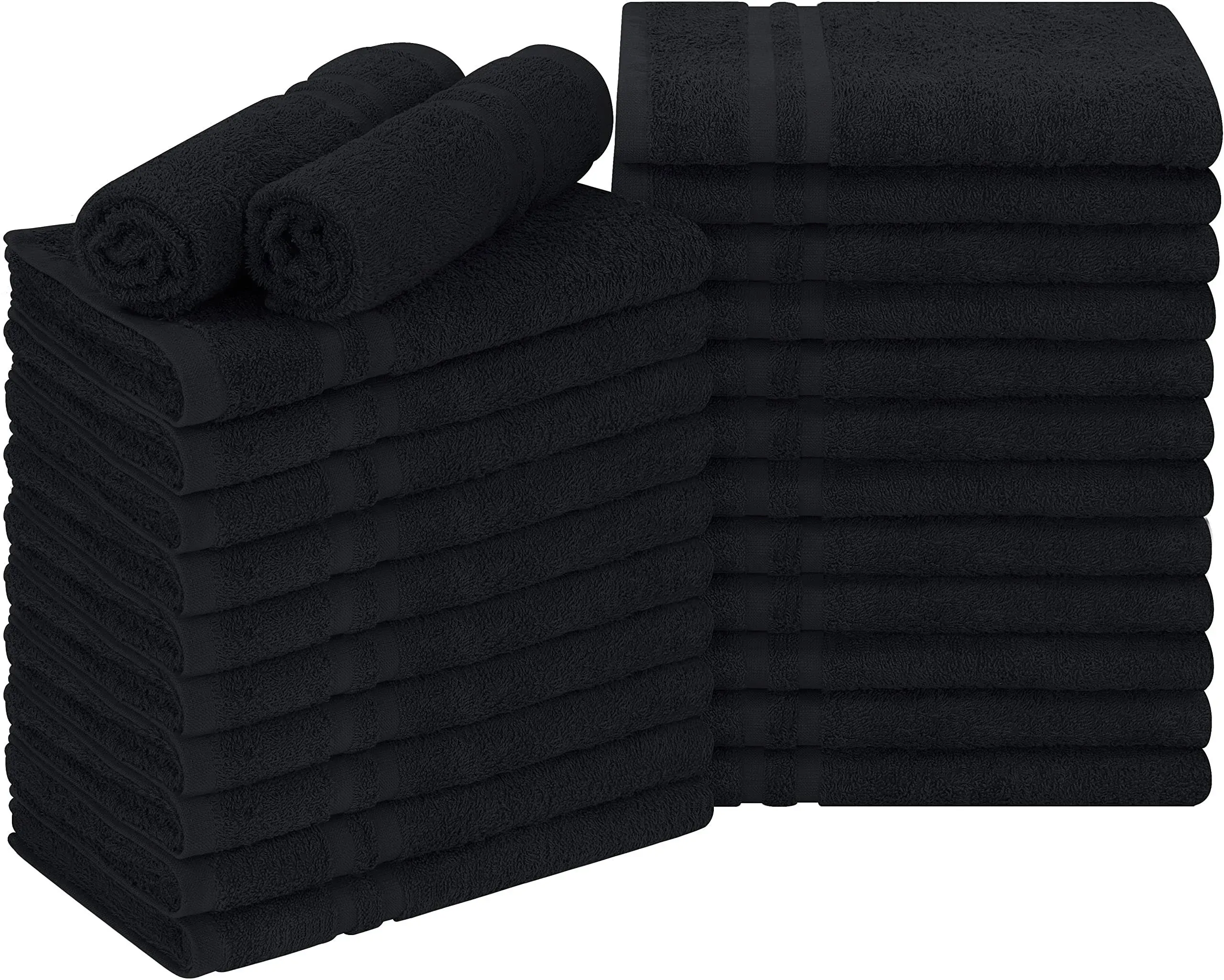 Black Salon Towel, Pack of 24(Not Bleach Proof, 16 x 27 Inches) Super Soft and A