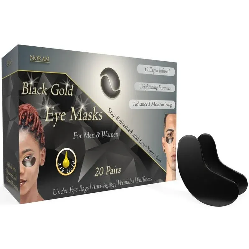 Noram Co 24K Black Gold Under Eye Masks (20 Pairs) by Noram | for: Puffiness ...