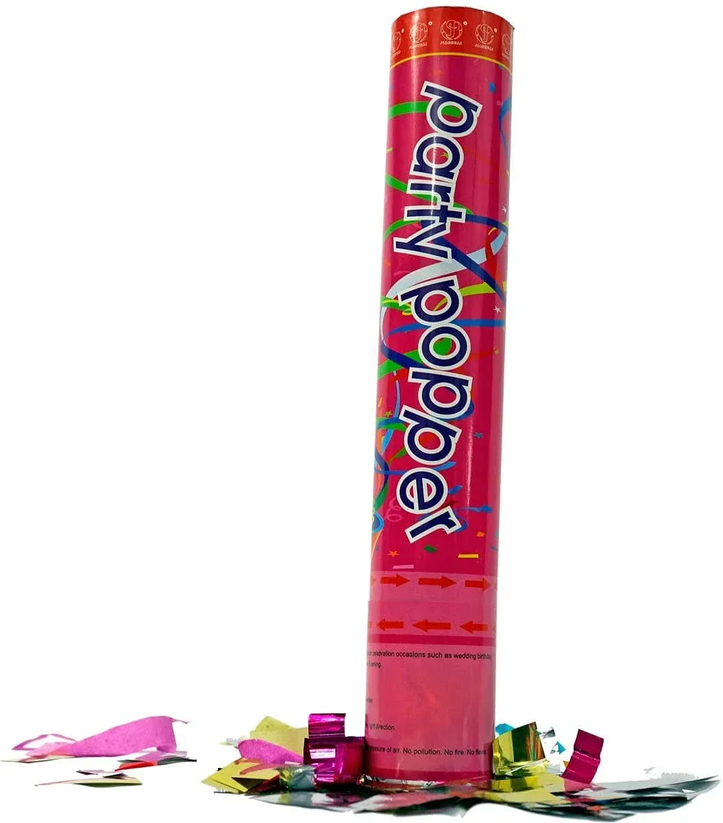 (3 Pack) Large (12 inch) Confetti Cannons Air Compressed Party Poppers Indoor and Outdoor Safe Perfect for Any Party New Years Eve or Wedding