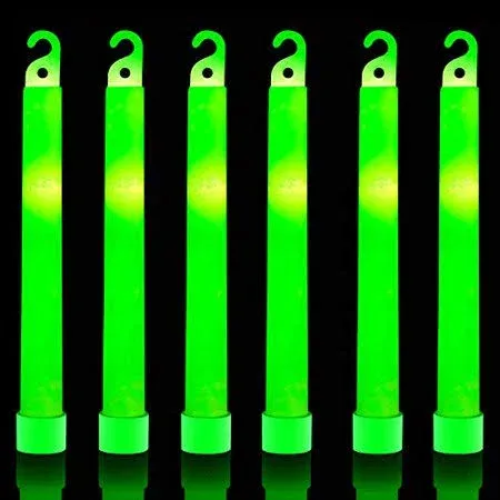 32 Ultra Bright 6 Inch Large Green Glow Sticks - Chem Lights Sticks with 12 Hour Duration - Camping Glow Sticks, Emergency Glow Sticks For Storms Blackouts - Glowsticks for Parties and Kids Activities