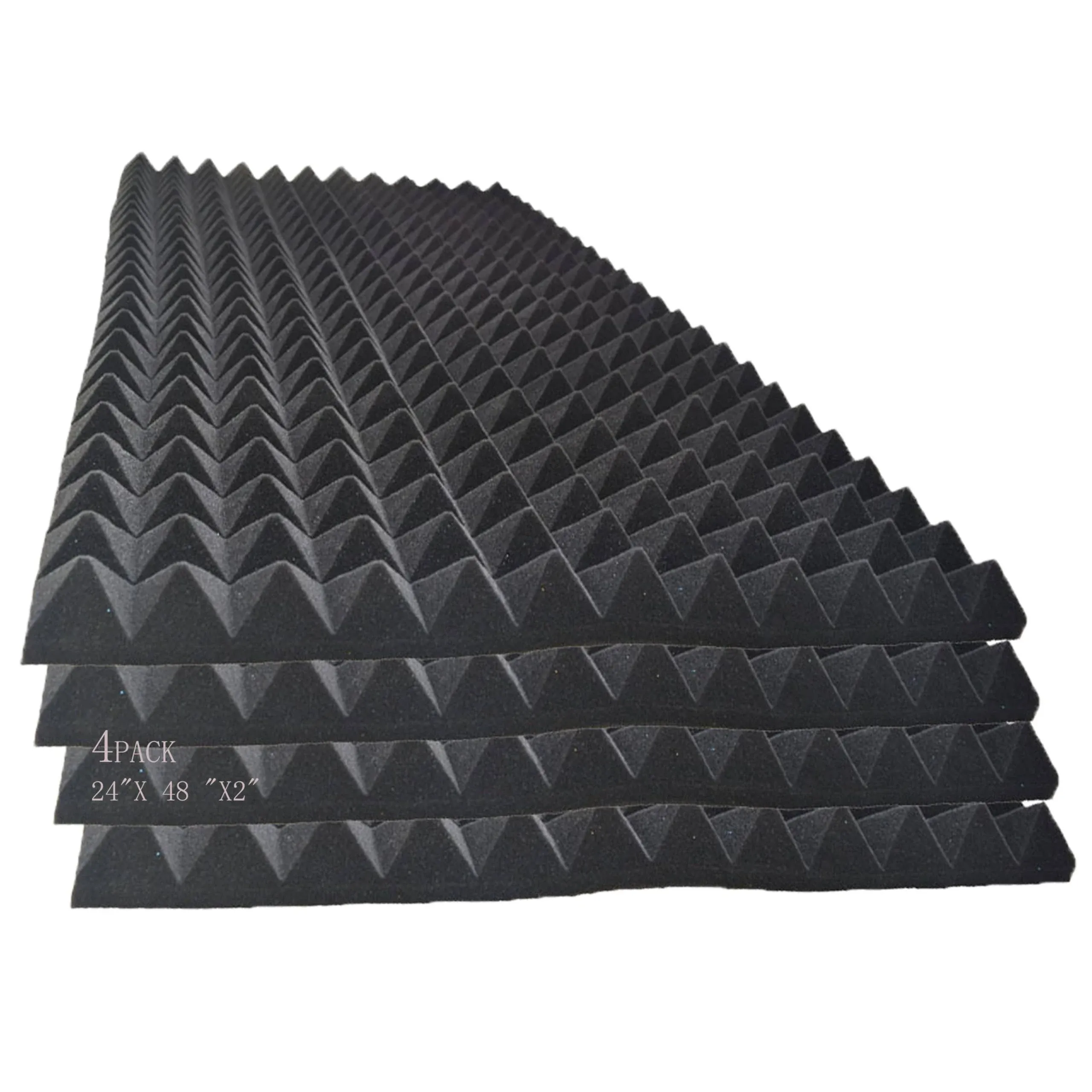 4PACK 48 "X 24 "X 2" Black Acoustic Panels Studio Soundproofing e Tiles,