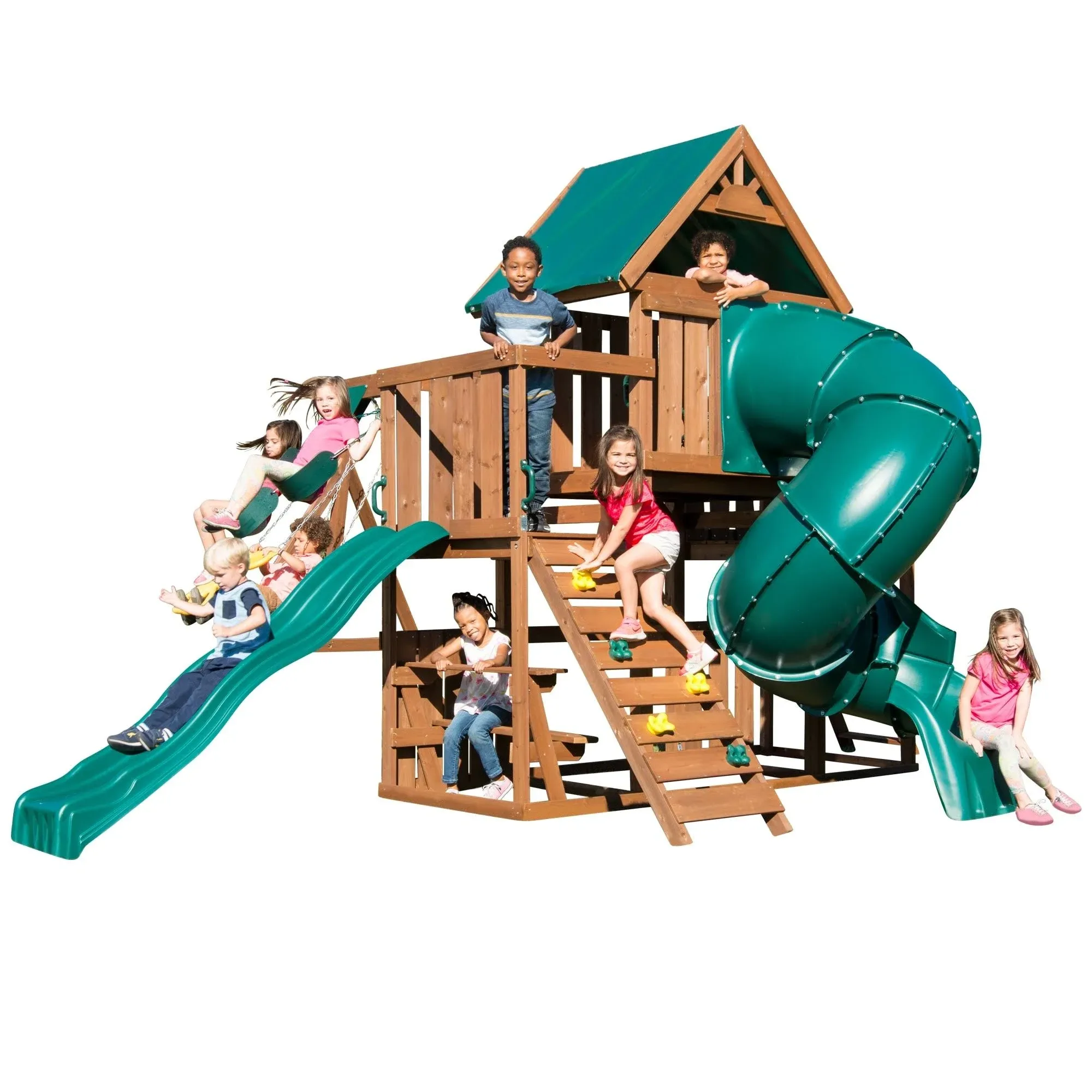 Denali Tower Wooden Play Swing Set Swing-N-Slide