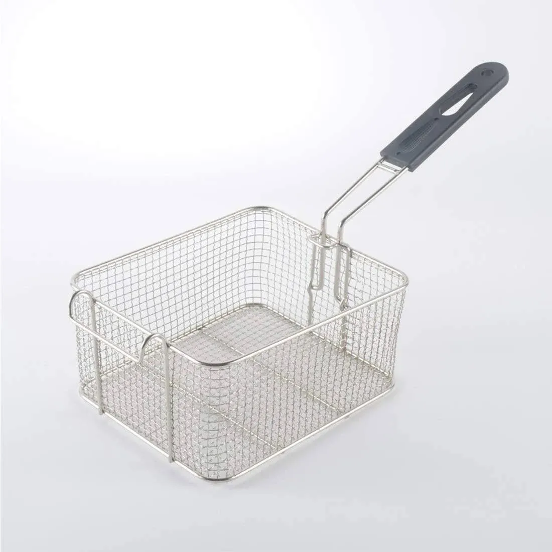 Square Fry Basket with Rubber Handle Grip - Designed for Chefs and Commercial Kitchens & Perfect for Your Home (1 Piece)