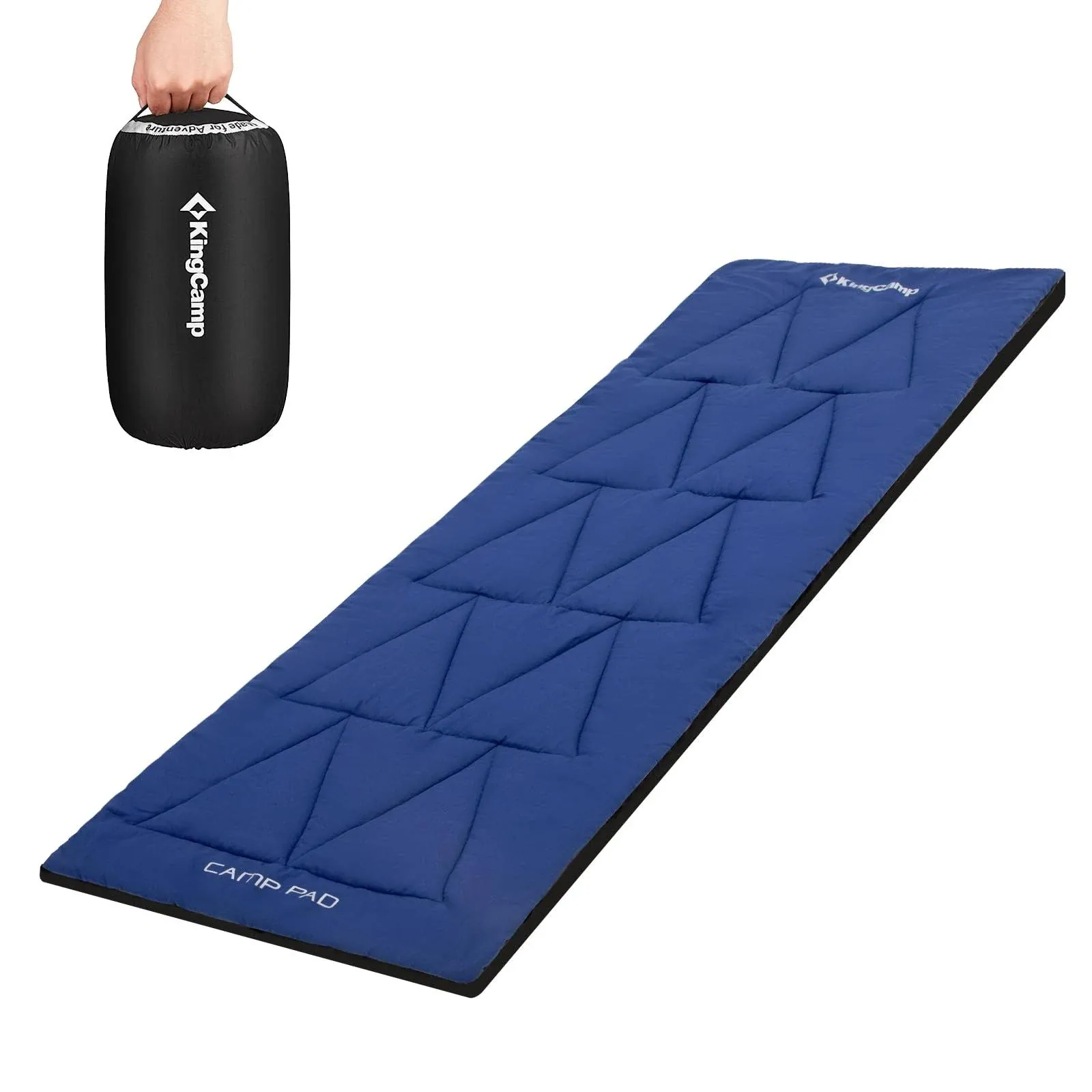 KingCamp Camping Sleeping Pad, Comfortable Lightweight Cot Mat, Thicker Soft Warm Non-Slip Cot Mattress Topper for Camping Hiking, 75"x25", Navy