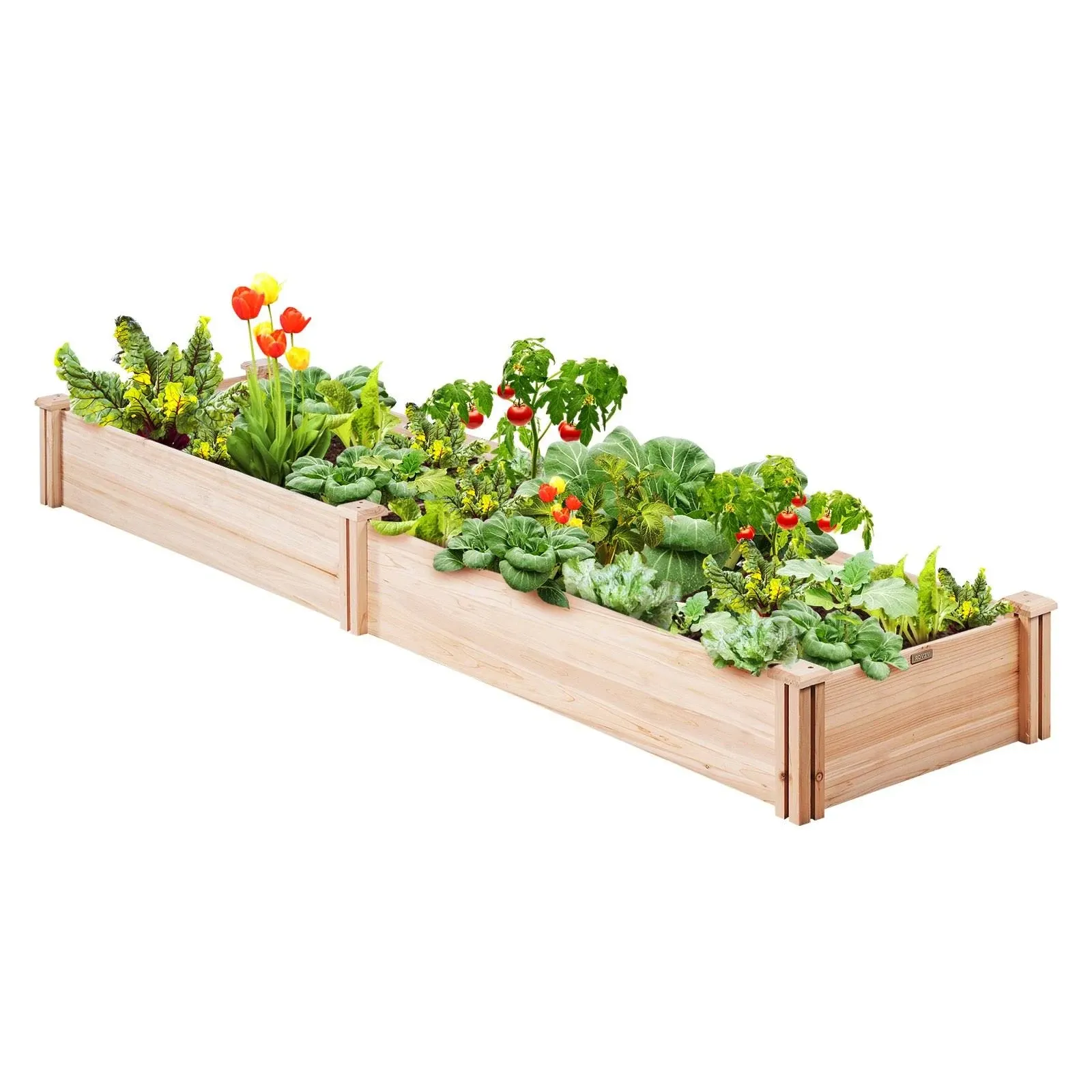 VEVOR Raised Garden Bed 8 ft. x 2 ft. x 1 ft. Wooden Planter Box with Open Base Outdoor Planting Boxes, Burlywood