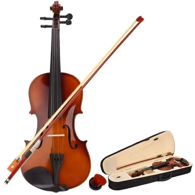 1/4 Acoustic Violin Case Bow Rosin Natural