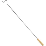 Closet Reacher Pole with Hook and Wooden Handle, Heavy Duty - Adjustable 2.75-5 Feet, Chrome Plated Steel Clothing Hanger Shepherds Hook to Easily Reach Clothes etc - Perfect for College Dorm