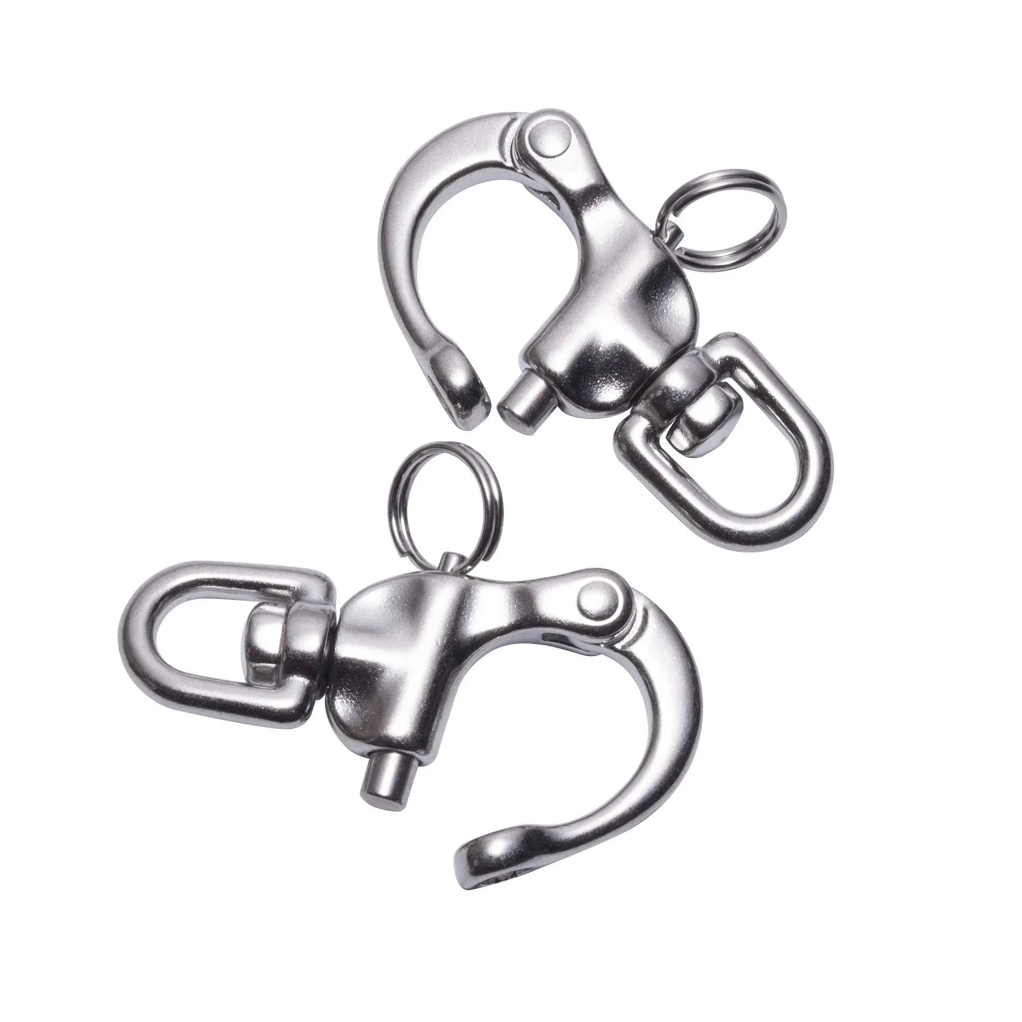 Boat Jaw Swivel Eye Snap Shackle,Quick Release Bail Rigging Sailing Boat Marine 316 Stainless Steel Clip, Pack of 2