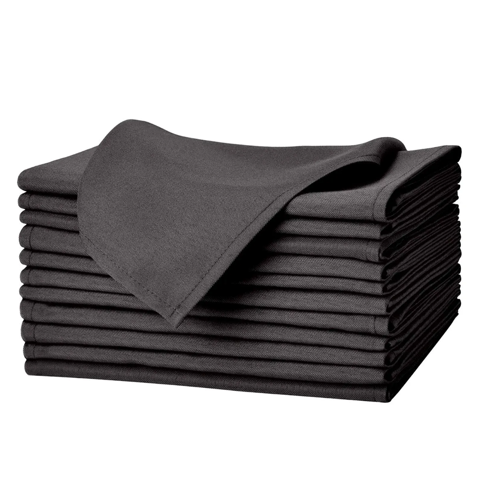 EVENTSDECO Cloth Napkins Black Basic Dinner Napkins 12 Pack 17 x 17 inch ...