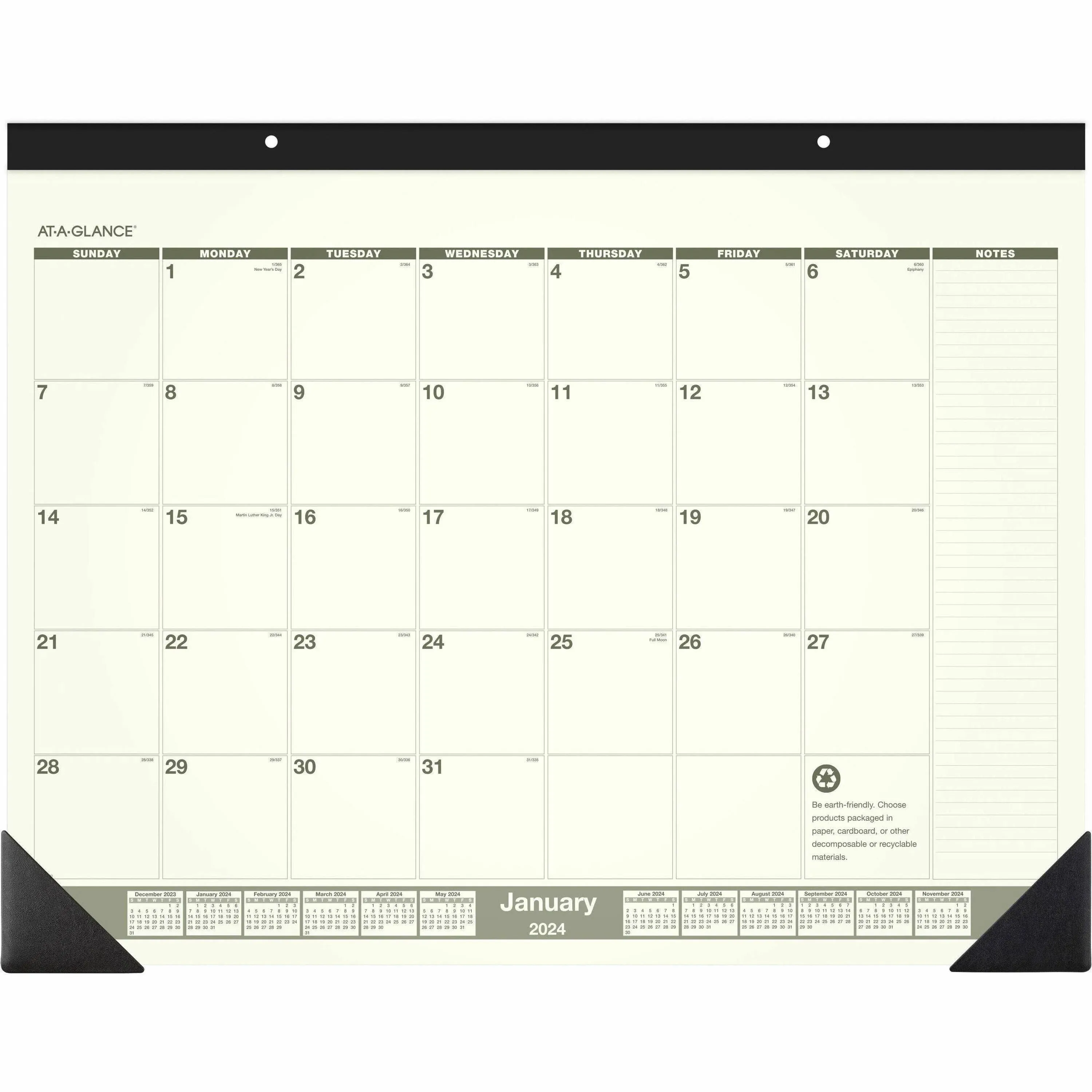 2024 AT-A-GLANCE 22" x 17" Monthly Desk Pad Calendar, White/Black (SK32G-00-24)