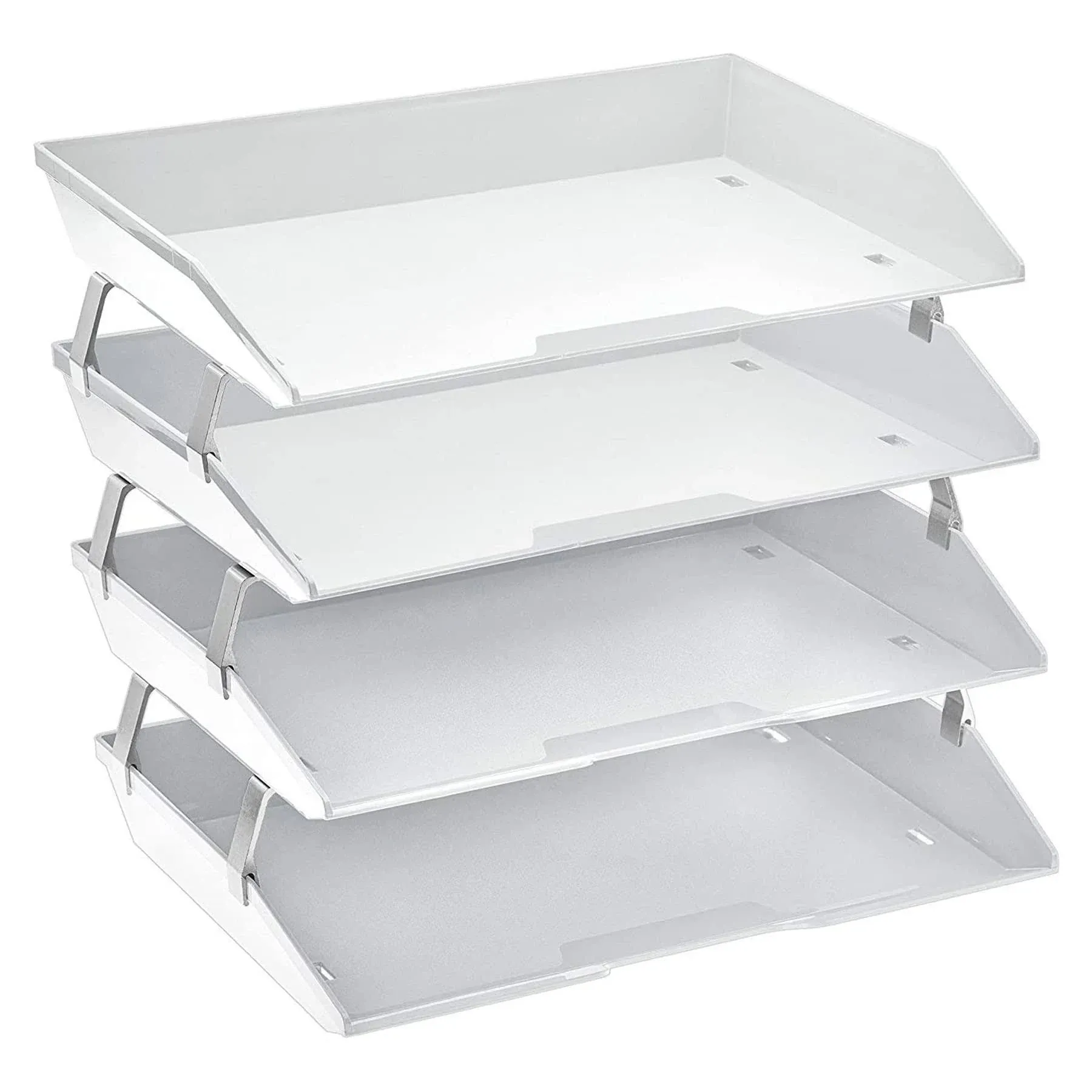 Acrimet 4 Tier Side Load Letter Tray Facility, Desktop File Organizer, A4 Letter Size Paper Organizer, Minimalist Storage Solution Paper Tray for Office, Home, Classroom (Plastic, White Color)