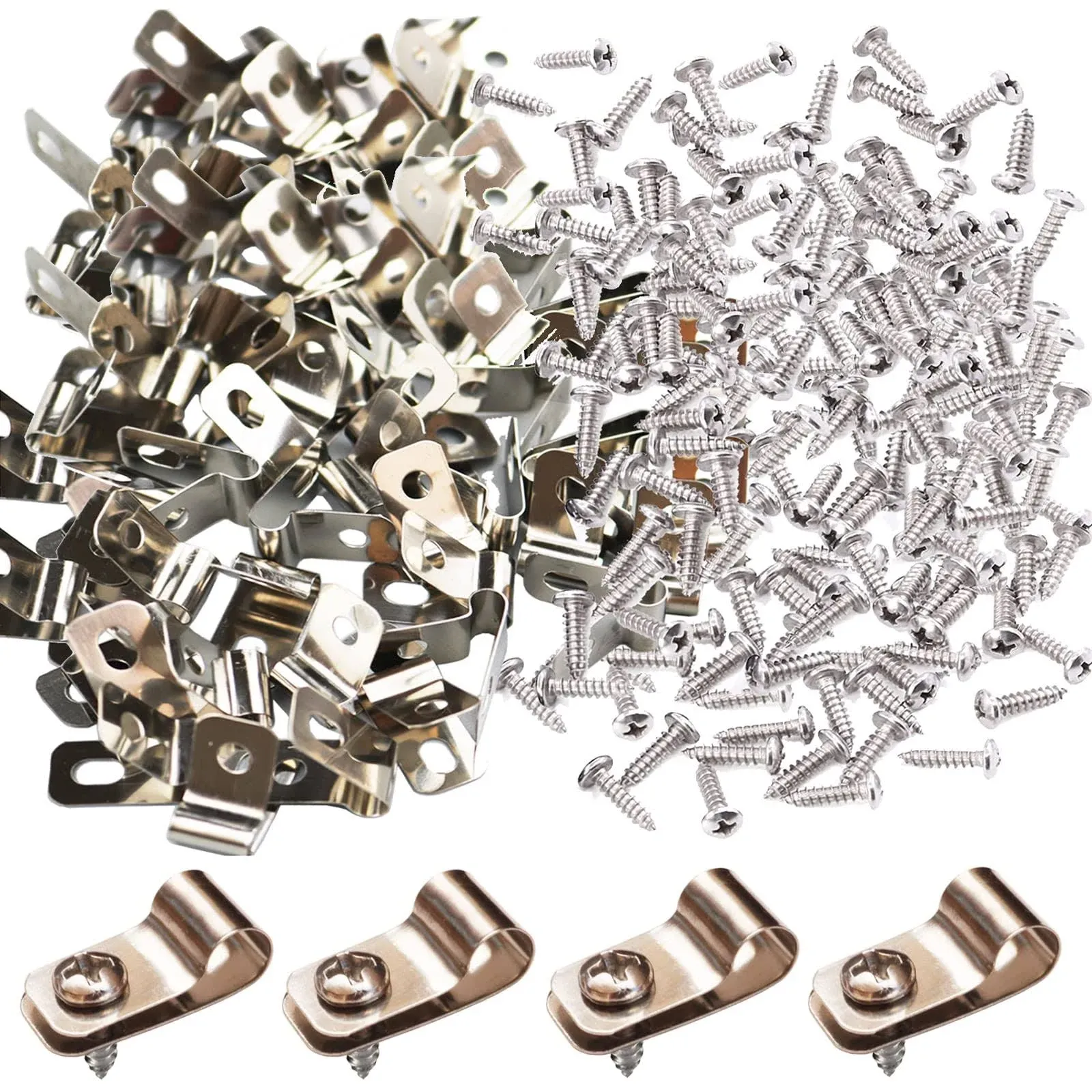 Fence Wire Clamps with  Screws Stainless Steel Wire Clips Mount