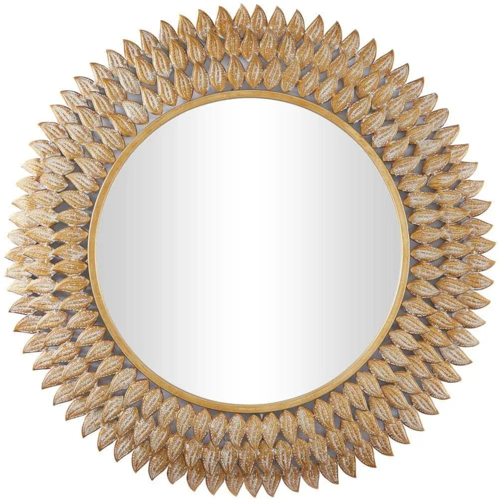 Deco 79 Metal Leaf Radial Wall Mirror, 32" x 1" x 32", Gold