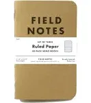 Field Notes: Original Kraft 3-Pack - Mixed Paper (1 Graph/Grid, 1 Ruled/Lined, 1 Plain/Blank) Memo Books - 48 Page Pocket Notebooks - 3.5" x 5.5"