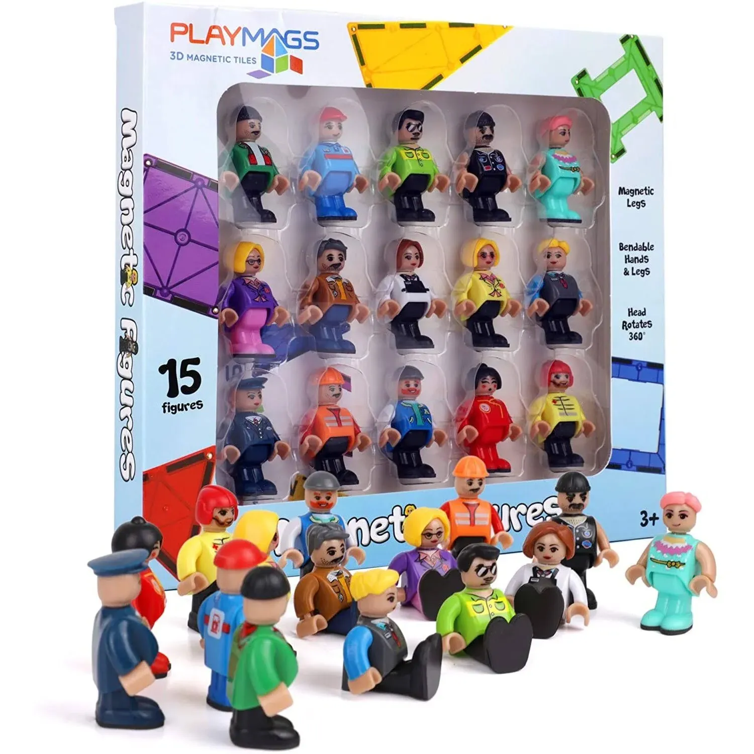 BRAND NEW! PLAYMAGS ~ 15 x MAGNETIC &amp; BENDABLE FIGURES ~ COMMUNITY SET ~ #176  