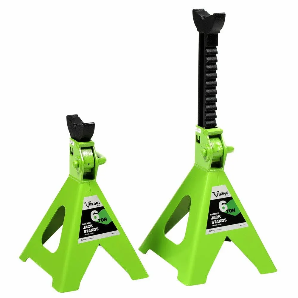 AFF Viking 6 Ton Jack Stand Set - Heavy Duty Ratchet Style Jack Stands - Pair