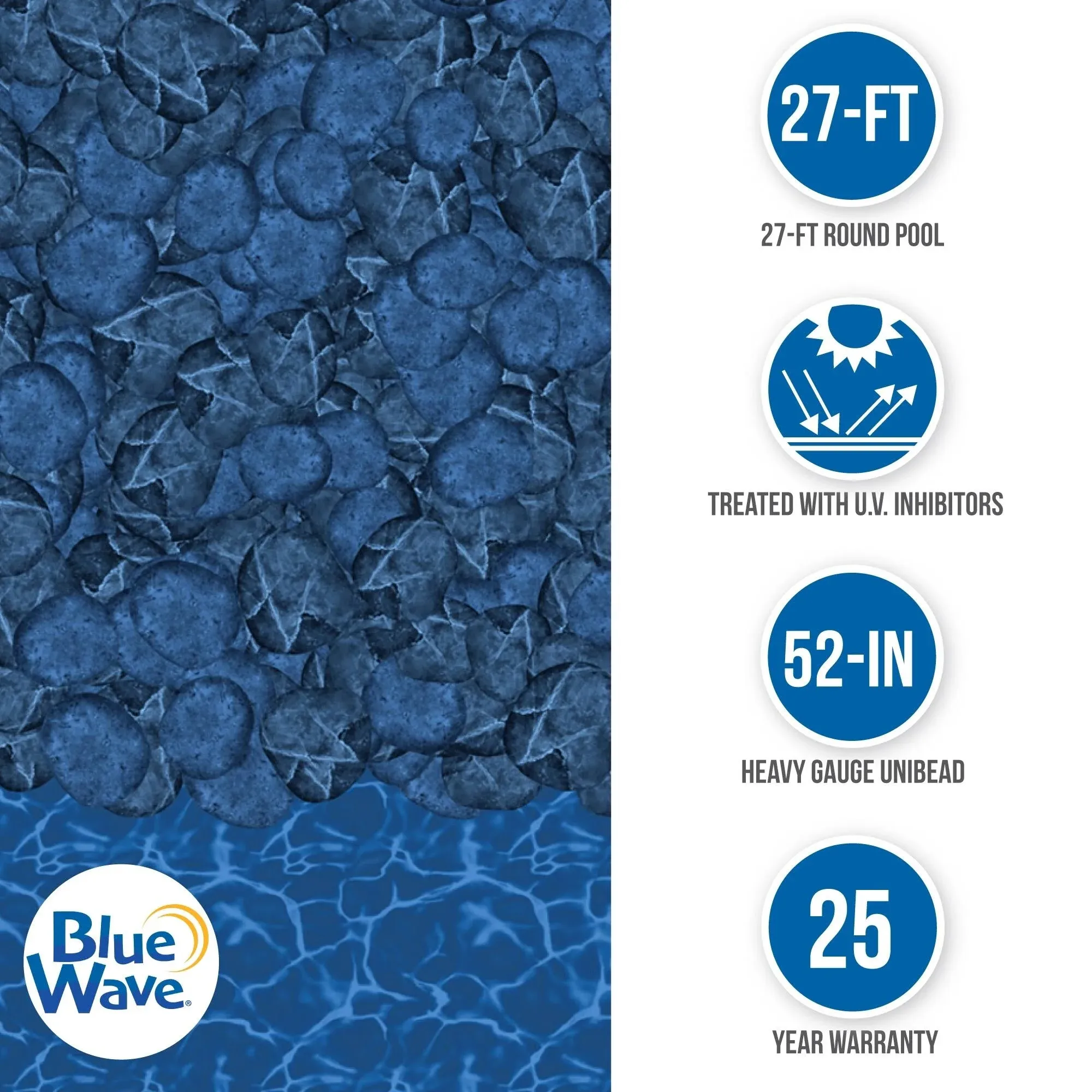 Blue Wave Nl520-40 Pebble Cove 27-ft Round Heavy Gauge Unibead Liner - 52-in